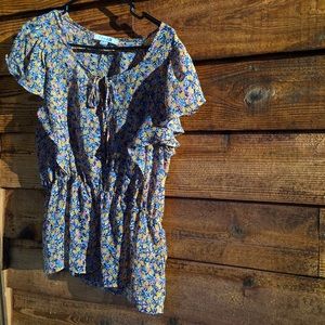 Forever 21 Floral Blouse, see through shirt Size L